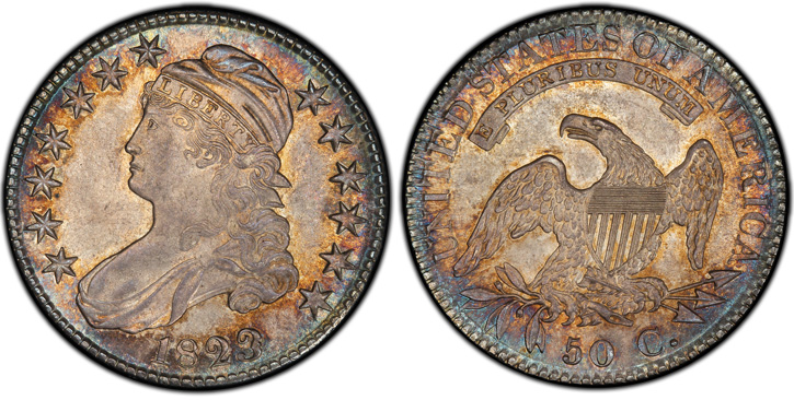 1823 Capped Bust Half Dollar. O-101a. Patched 3. MS-65 (PCGS).